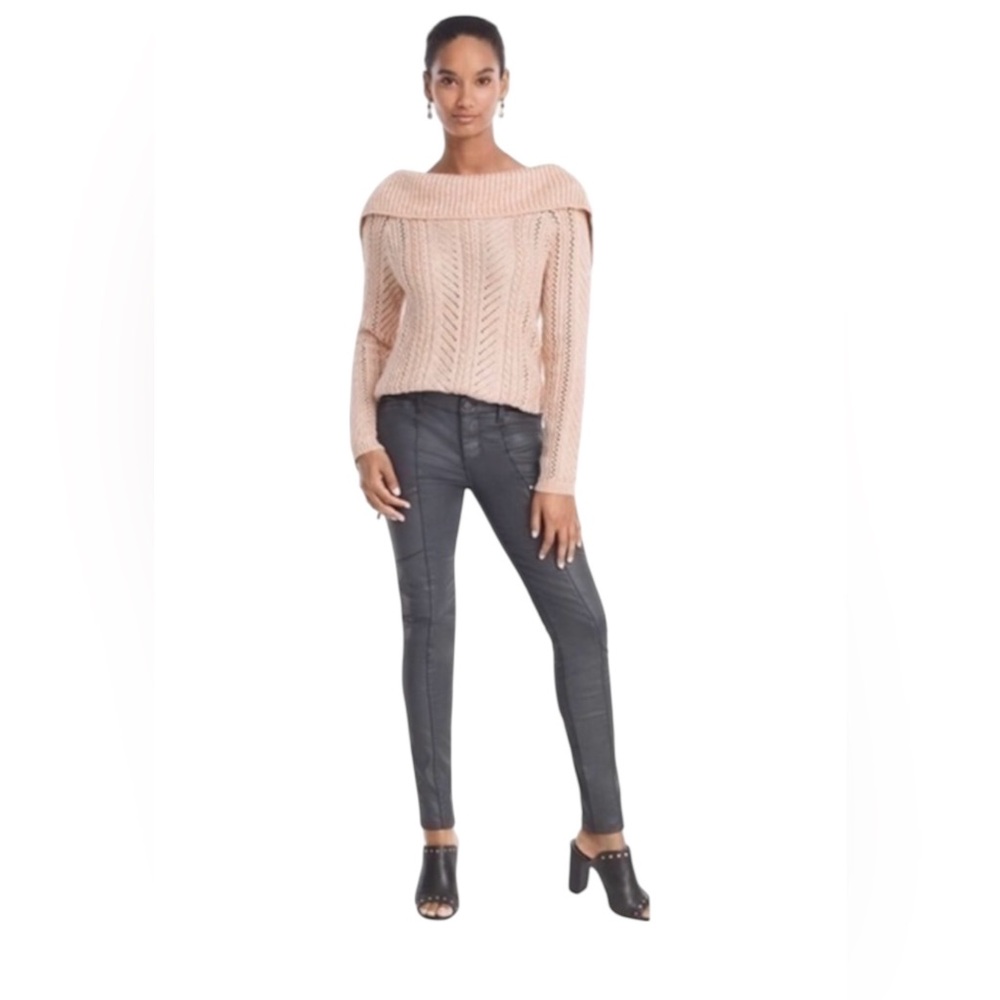 NWT WHITE HOUSE BLACK MARKET SKINNY  GUNMETAL COATED JEANS SIZE 4